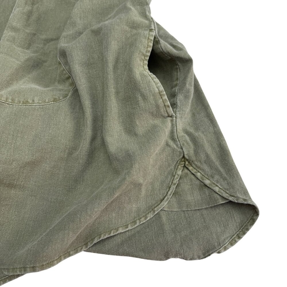 Free People Women's Olive Green Linen Blend Sleeveless Button Shirt Top, Size S - Picture 6 of 8